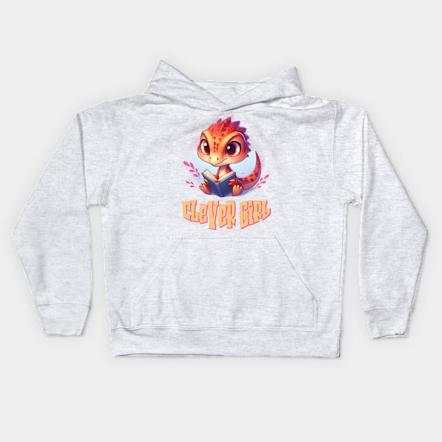 Cute Velociraptor Clever Girl Illustration Kids Hoodie by Dmytro